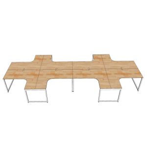 Bàn cụm 8 chỗ bản mở rộng gỗ cao su chân sắt hệ Slean HBSL033