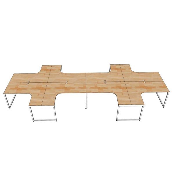 Bàn cụm 8 chỗ bản mở rộng gỗ cao su chân sắt hệ Slean HBSL033