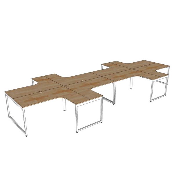 Bàn cụm 8 chỗ bản mở rộng gỗ cao su chân sắt hệ Slean HBSL033