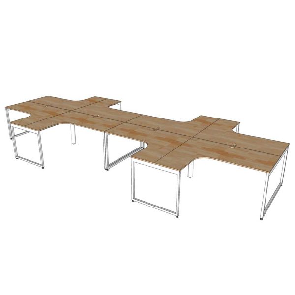 Bàn cụm 8 chỗ bản mở rộng gỗ cao su chân sắt hệ Slean HBSL033