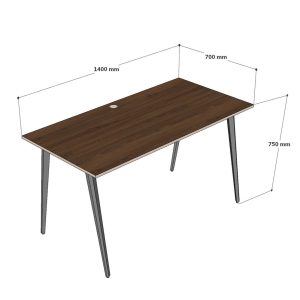 Bàn làm việc 140x70cm gỗ cao su chân sắt hệ Đa Giác HDG004