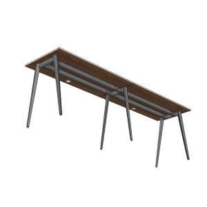 Bàn cụm 2 người 240x60cm gỗ plywood chân sắt hệ Đa Giác HDG009