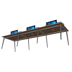 Bàn cụm 6 chỗ 360x120cm gỗ plywood chân sắt hệ Đa Giác HDG013