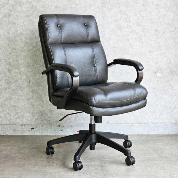 Ghế văn phòng chân xoay nệm simili màu xám GMA51418