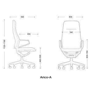 Ghế lãnh đạo cao cấp khung nhôm bọc da ARICO-A1