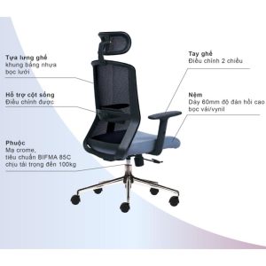 Ghế văn phòng chân xoay có tựa đầu HOM1009-01