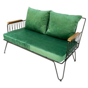 Ghế sofa băng 2 chỗ ngồi nệm xanh khung sắt SFB68057