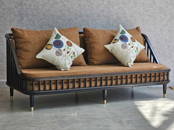 Ghế sofa băng 180x80cm KBH nan gỗ bọc vải bố SFB68089