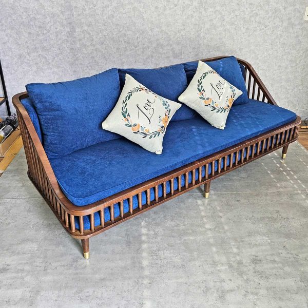Ghế sofa băng 180x80cm KBH nan gỗ bọc vải bố SFB68089