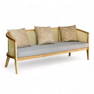 Ghế sofa băng Harvey 1m8 gỗ Ash lưới mây bọc vải SFB68090