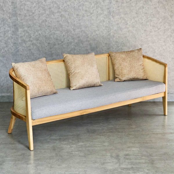 Ghế sofa băng Harvey 1m8 gỗ Ash lưới mây bọc vải SFB68090