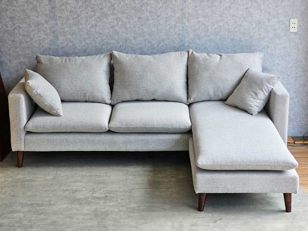 Sofa góc L 220x86cm nệm bọc vải chân gỗ SFL68023