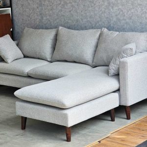 Sofa góc L 220x86cm nệm bọc vải chân gỗ SFL68023