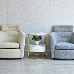 Ghế sofa xoay WEALTHY bọc vải BOUCLÉ xám trắng GSD68087