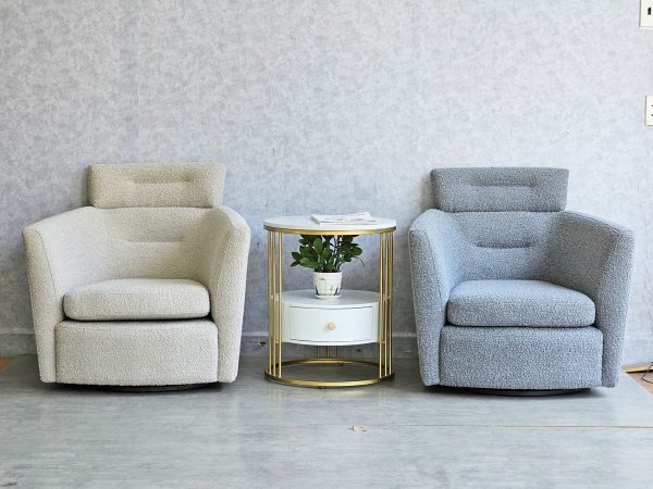 Ghế sofa xoay WEALTHY bọc vải BOUCLÉ xám trắng GSD68087