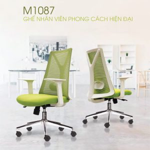 Ghế văn phòng chân xoay nệm xanh khung trắng HOM1087T-01