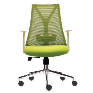 Ghế văn phòng chân xoay nệm xanh khung trắng HOM1087T-01