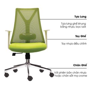 Ghế văn phòng chân xoay nệm xanh khung trắng HOM1087T-01