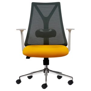 Ghế văn phòng chân xoay nệm xanh khung trắng HOM1087T-01