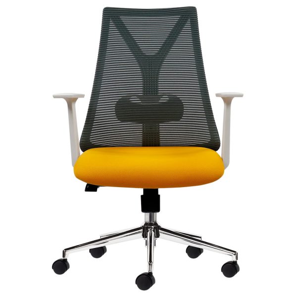 Ghế văn phòng chân xoay nệm xanh khung trắng HOM1087T-01
