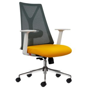 Ghế văn phòng chân xoay nệm xanh khung trắng HOM1087T-01