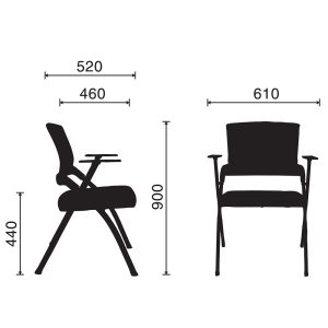 Ghế xếp văn phòng lưng lưới nệm đen HOM1092-02