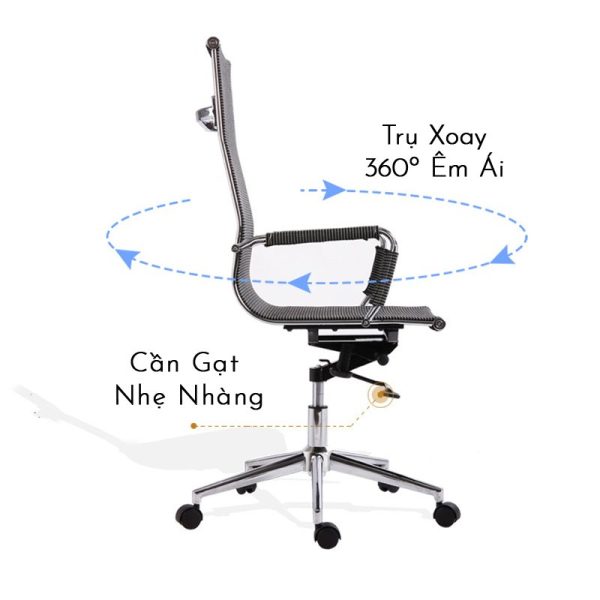 Ghế xoay lưng lưới màu đen, 1 cần điều khiển - HOM1007-04