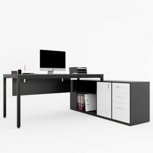 Bàn giám đốc 180x160cm chân bàn kết hợp tủ hệ Uconcept HBUC033