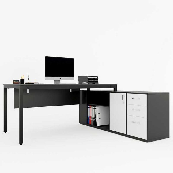 Bàn giám đốc 180x160cm chân bàn kết hợp tủ hệ Uconcept HBUC033