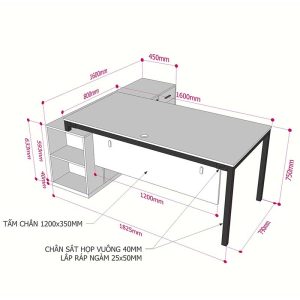 Bàn giám đốc 180x160cm chân bàn kết hợp tủ hệ Uconcept HBUC033