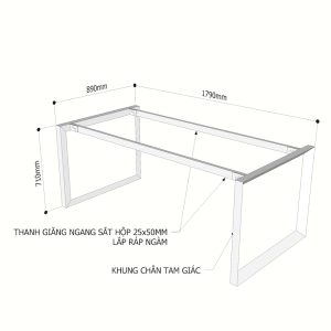 Chân sắt tam giác cho bàn 180x90cm hệ Trian II HCTG022