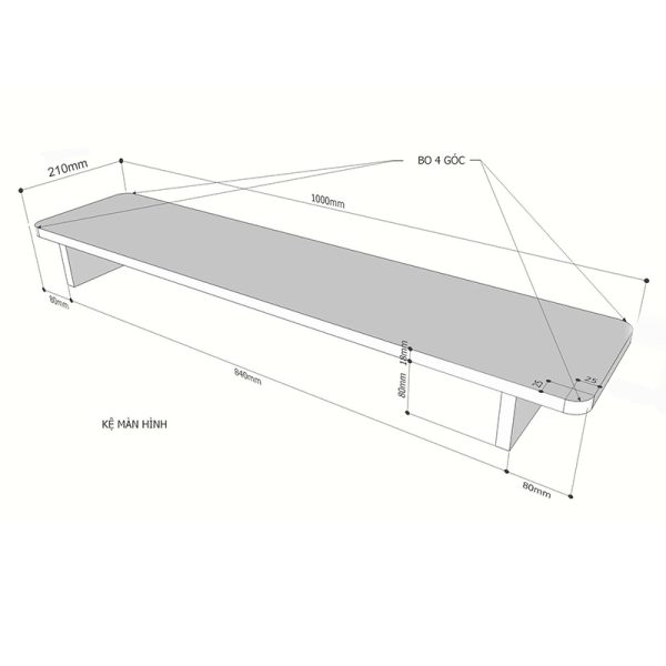 Kệ màn hình 1m gỗ Plywood phủ melamin MS68016