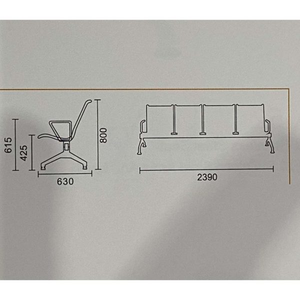 Ghế băng chờ 4 chỗ ngồi sắt xi MFE04