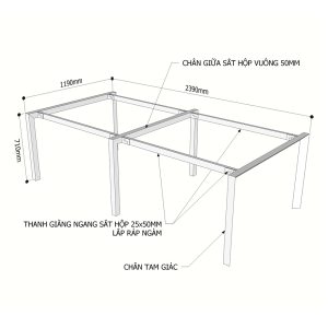 Kích thước Chân bàn sắt lắp ráp