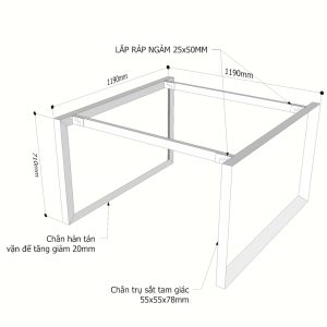Kích thước chân sắt tam giác bàn cụm 2