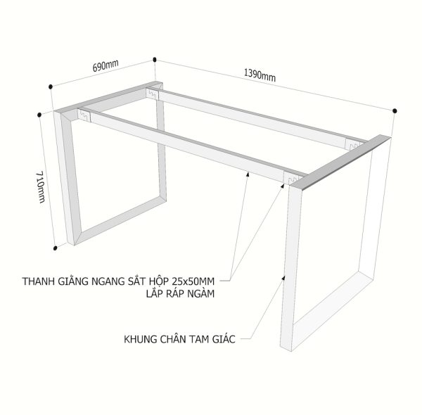 Kích thước chân sắt tam giác