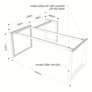 Kích thước chân sắt tam giác cho bàn chữ l