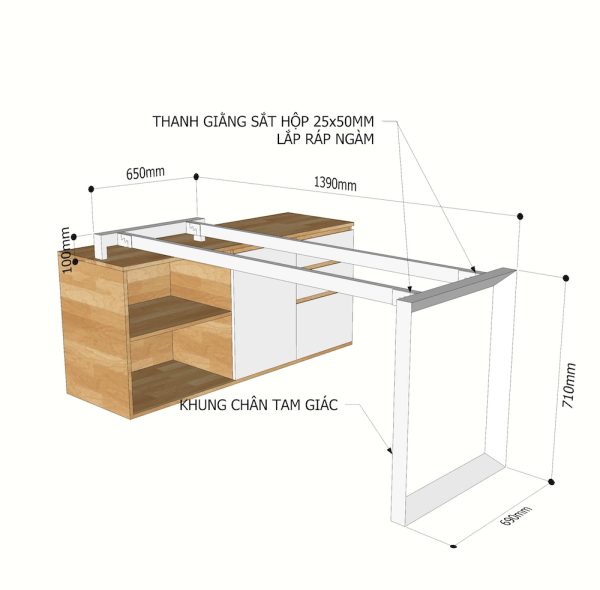 Kích thuớc chân bàn gác tủ