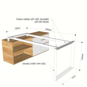 Kích thước chân sắt tam giác bàn chân tủ