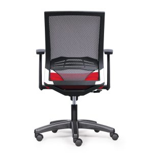 HOM1008-03 - Ghế xoay lưng cao có nệm màu đỏ, chân nhựa, 1 cần điều khiển