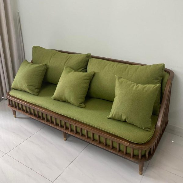 Ghế sofa băng1m8 KBH nan gỗ nệm da SFB68068