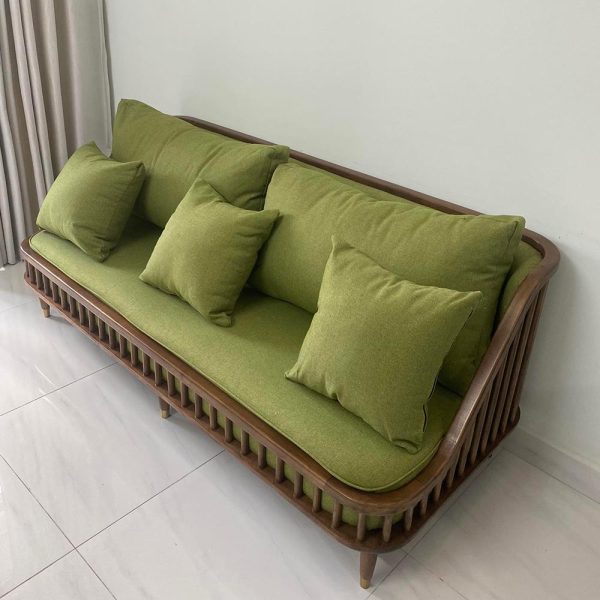 Ghế sofa băng1m8 KBH nan gỗ nệm da SFB68068