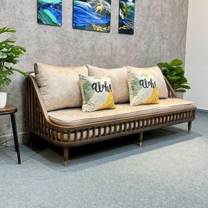 Ghế sofa băng1m8 KBH nan gỗ nệm da SFB68068