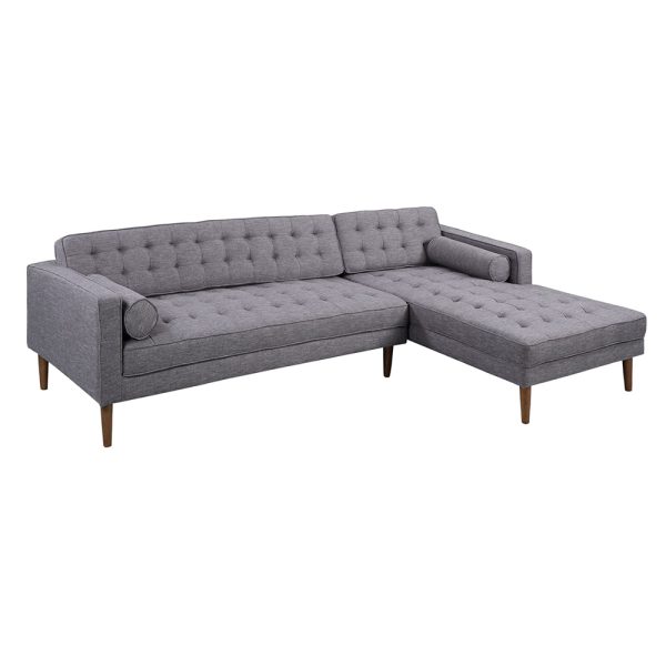 Sofa góc L 260x82cm nệm bọc vải chân gỗ SFL68022