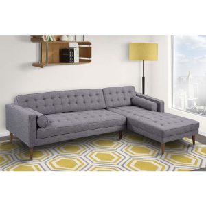 Sofa góc L 260x82cm nệm bọc vải chân gỗ SFL68022