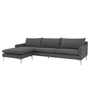 Sofa góc chữ L 280x86cm chân inox nệm bọc vải SFL68021