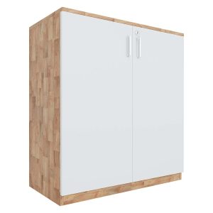 Kệ hồ sơ 2 tầng cửa mở gỗ cao su 80x40x87cm THS68023