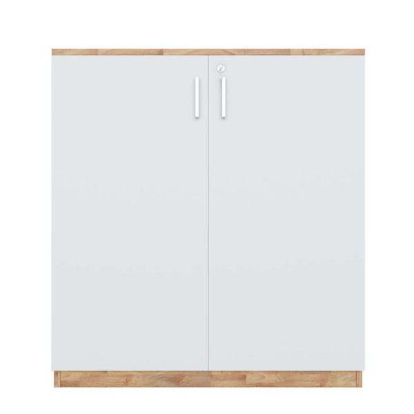 Kệ hồ sơ 2 tầng cửa kéo gỗ cao su 80x40x87cm THS68023