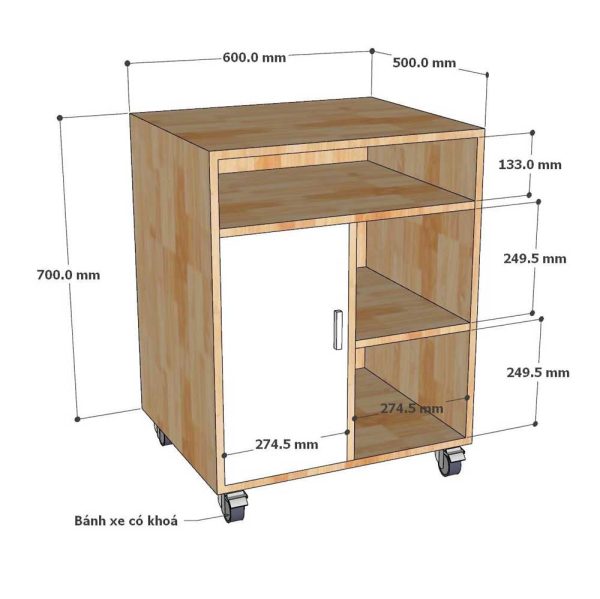 Tủ hồ sơ di động gỗ tự nhiên TCN68038