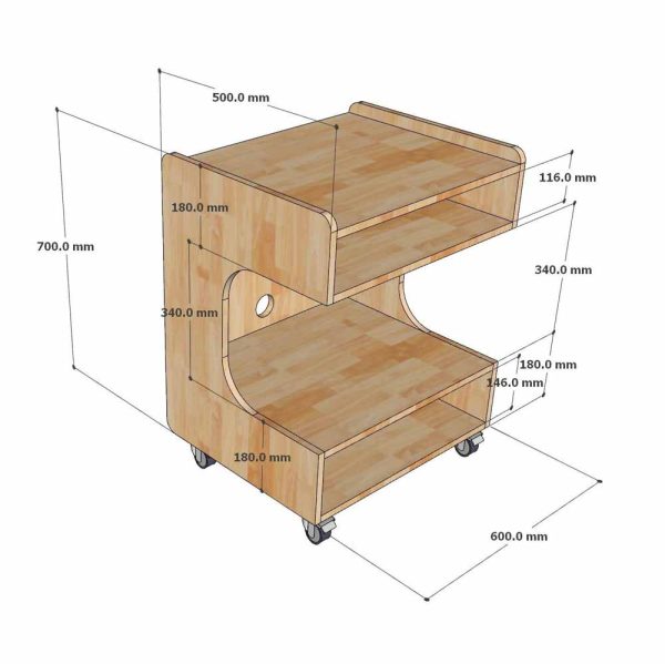 Kệ di động để máy in gỗ tự nhiên TCN68039